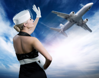 Sexy stewardess and flying plane Sexy stewardess and flying plane