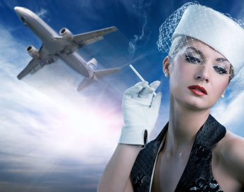 Sexy stewardess and flying plane Sexy stewardess and flying plane