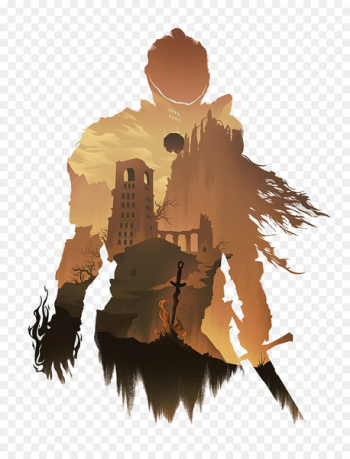 Shadow of the Colossus The Last Guardian Dark Souls Hellblade: Senuas Sacrifice Bloodborne - Brown warrior silhouette scenery 