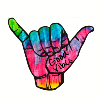 Shaka Good Vibes Tie Dye Sticker | Tie dye sticker in 2019 | Hand ...