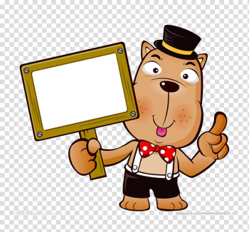 Shar Pei Cartoon, Holding a white sign above the cartoon puppy transparent background PNG clipart