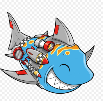 Shark Cartoon Illustration - Beautiful exquisite cartoon cute shark fish 