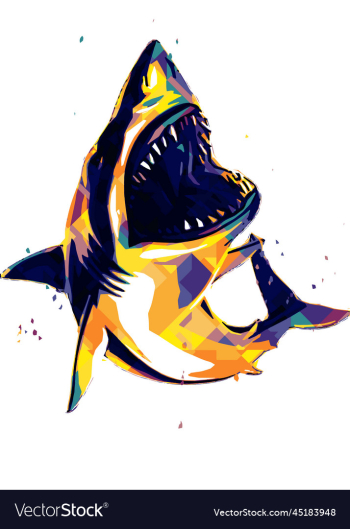 shark colorful art poster image