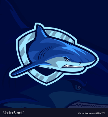 shark head shield mascot logo