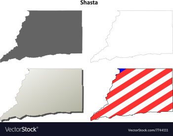 Shasta County California outline map set vector image Shasta County California outline map set vector image