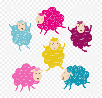 Sheep Birthday - 6 color sheep vector material Sheep Birthday - 6 color sheep vector material