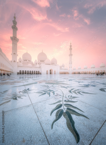 Sheikh Zayed Grand Mosque at dusk, Abu-Dhabi, UAE