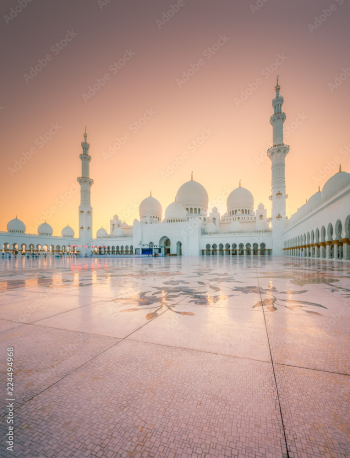 Sheikh Zayed Grand Mosque at sunset Abu-Dhabi, UAE