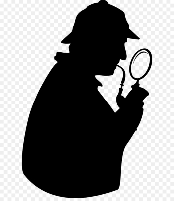 Sherlock Holmes, John H Watson, Magnifying Glass, Silhouette, Blackandwhite PNG