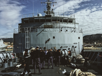 Ship Crew Standing On Ship Ship Crew Standing On Ship