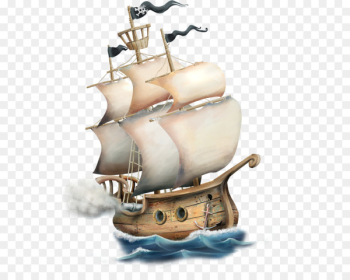 Ship Watercraft - Hand-painted cartoon pirate ship 