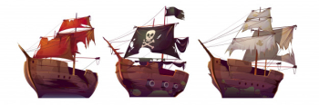 Ships after shipwreck, old broken sail boats Free Vector