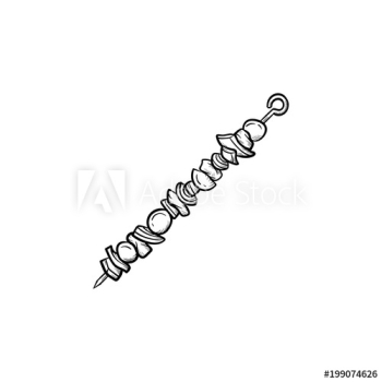 Shish kebab hand drawn outline doodle icon Shish kebab hand drawn outline doodle icon