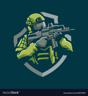 shooter soldier character mascot logo