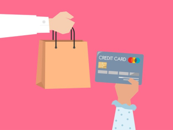 Shopper paying by credit card illustration Shopper paying by credit card illustration
