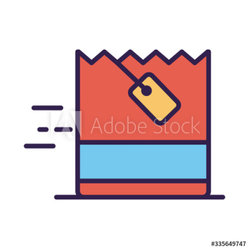 shopping bag with tag line and fill style shopping bag with tag line and fill style