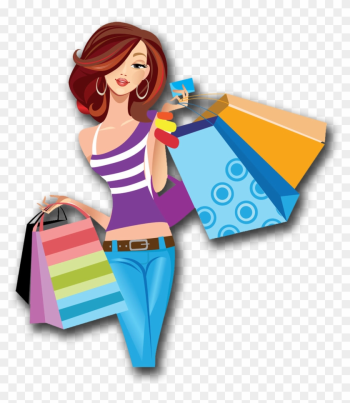 Shopping Cartoon Women Png Image High Quality Clipart - Gambar Kartun Shopping Png