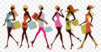Shopping Drawing Illustration - Girls Shopping Shopping Drawing Illustration - Girls Shopping
