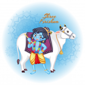 Shree krishna with cow Free Vector Shree krishna with cow Free Vector