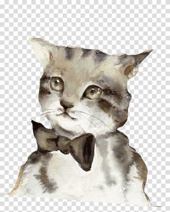 Siamese cat Kitten Watercolor painting Art, A tie cat transparent background PNG clipart