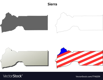 Sierra County California outline map set vector image Sierra County California outline map set vector image
