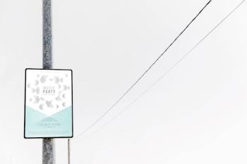 Sign mockup on pole Sign mockup on pole