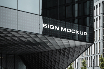 Sign on Corporate Building Mockup Sign on Corporate Building Mockup