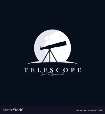 silhouette abstract telescope and moon logo silhouette abstract telescope and moon logo