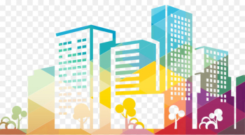 Silhouette Cityscape Building Icon - Color city building hollow background 