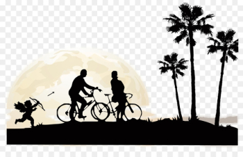 Silhouette Designer Graphic design - Bike lovers angel coconut tree silhouette 