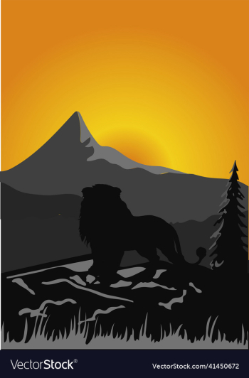 silhouette lion in sunset at savanah silhouette lion in sunset at savanah