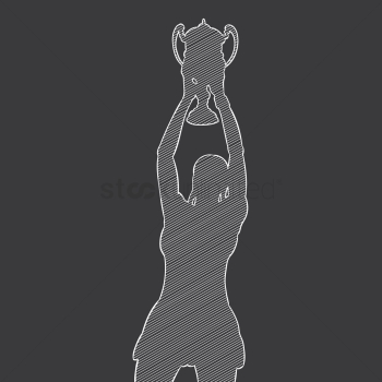 Silhouette of a sportswoman holding a trophy Silhouette of a sportswoman holding a trophy