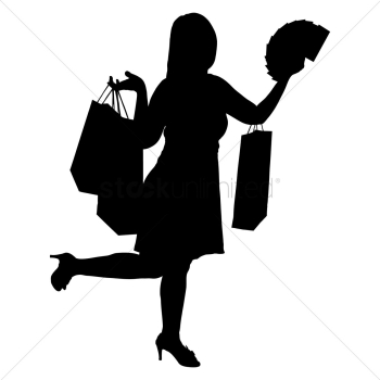 Silhouette of a woman shopping Silhouette of a woman shopping