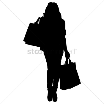 Silhouette of a woman shopping Silhouette of a woman shopping