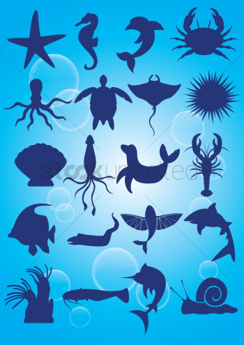 Silhouette of aquatic animals Silhouette of aquatic animals
