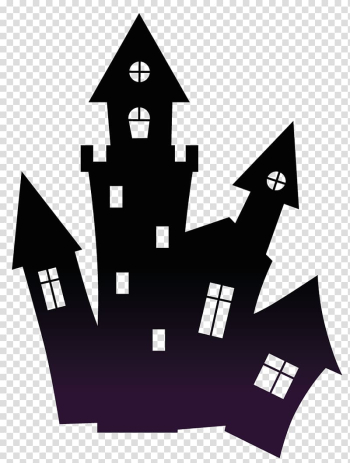 Silhouette of castle , Halloween , Haunted Black Scary House transparent background PNG clipart