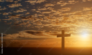 Silhouette of catholic cross at sunset background. Silhouette of catholic cross at sunset background.