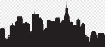 silhouette of city, New York City Silhouette Skyline, CITY, animals, city, monochrome png
