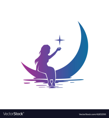 silhouette of girl riding the moon silhouette of girl riding the moon
