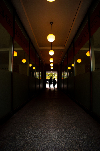 Silhouette Of People Walking Inside Room