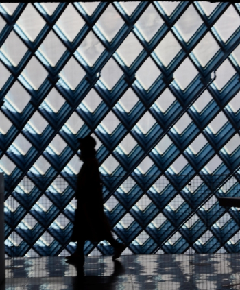Silhouette of Person Walking Near Window Silhouette of Person Walking Near Window