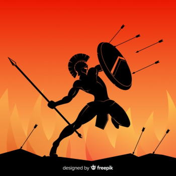 Silhouette of spartan warrior with javelin Silhouette of spartan warrior with javelin