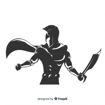 Silhouette of spartan warrior with sword Silhouette of spartan warrior with sword
