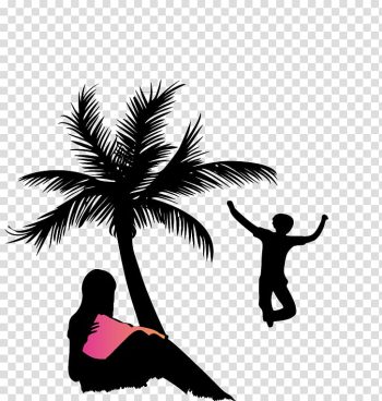 Silhouette Person, People silhouettes on the beach transparent background PNG clipart