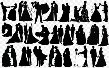 Silhouette Wedding couple Clip art - Black and white wedding couples silhouette 