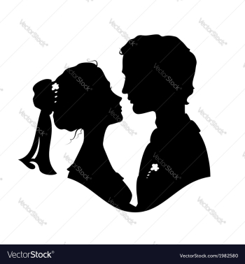 Silhouettes of bride and groom vector image Silhouettes of bride and groom vector image