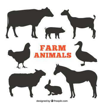 Silhouettes of farm animals Silhouettes of farm animals