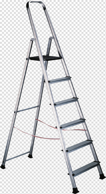 Silver A-frame ladder, Attic ladder Stairs, step ladder transparent background PNG clipart