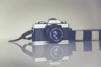 Silver and Black Minolta Camera Silver and Black Minolta Camera