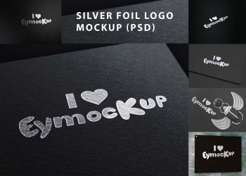 Silver Foil Logo Mockup (PSD)
